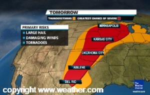 thunderstorm forecast on weather.com on March 3, 2012