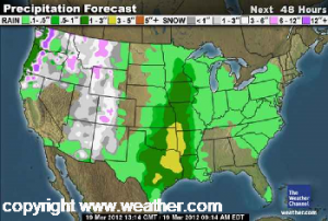 thunderstorm forecast on weather.com on March 19, 2012